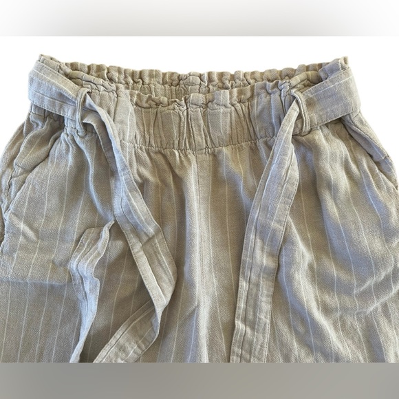 Streetwear Society Linen Wide Leg Cropped Pant Oatmeal & White Size XL - Picture 5 of 7